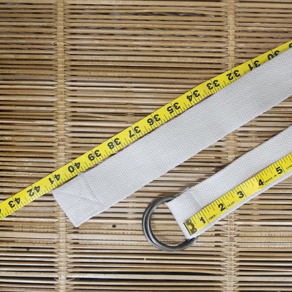 Beige/khaki canvas belt with brass ring buckle - Picture 9 of 9